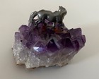 Real amethyst purple quartz with horse figurine attached — photo 2