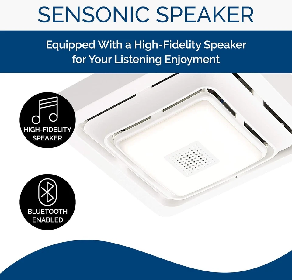 Broan Bathroom fan with LED Light and Bluetooth Speaker 80 CFM - Image 2 of 4