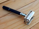 Vintage Gillette Super Adjustable Safety Razor 1-9 made in U.S.A. Black T-1 1973