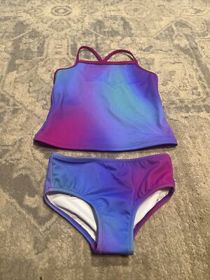 Amazon Essentials Toddler Girl 2pc Tankini Swim Suit Sz 3T 3 Toddler Blue Purple