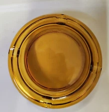 Vintage 1960s / 1970s Amber Glass Cigar / Cigarette Ashtray 7.75" Diameter / Wow
