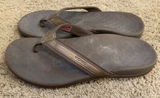 Woman's Vionic Tide II Brown Metallic Thong Slip-on Flip Flops Size 10