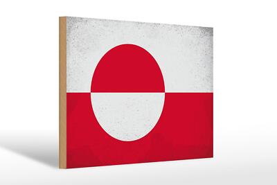 Holzschild Flagge Grönland 30x20 cm Flag Greenland Vintage Schild wooden sign