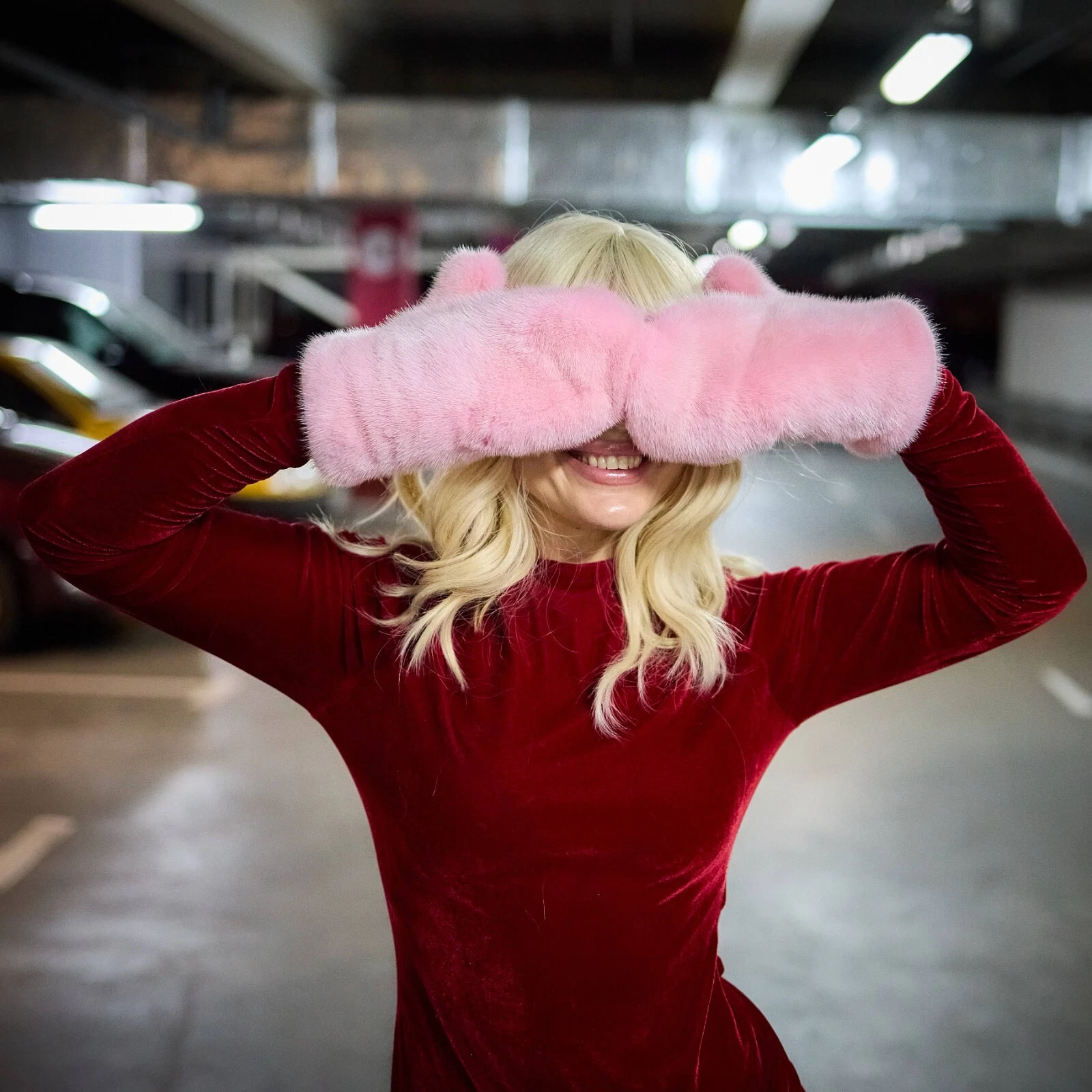 Handmade pink fur mittens, Pink fur gloves, Pink winter mittens, Pink winter glo
