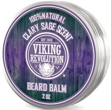 Viking Revolution Beard Balm with Clary Sage Scent and Argan & Jojoba Oils - ...