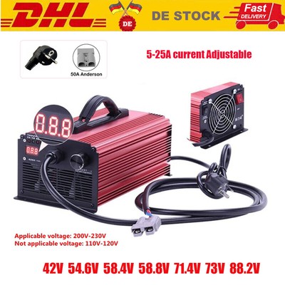 48V/60V/72V Li-ion / LiFePo4 Akku Ladegerät Fast Charger 5A-25A Adjustable DE