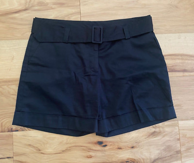 Company Ellen Tracy Black Cotton Blend Belted Cuffed Shorts w/Pockets Sz 12