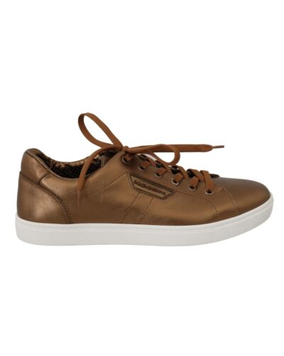 Dolce & Gabbana Metallic Leather Casual Sneakers  - Gold - Picture 1 of 7