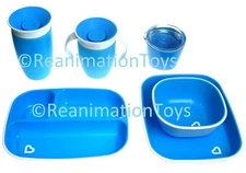 Munchkin Splash Toddler Divided Plate 360° Sippy Cup Bowl BPA Free Set Lot Blue