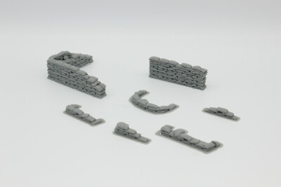 Sandbag Assortment 3d Printed 7 Different Printed in Gray 1:56 1:48 1:35