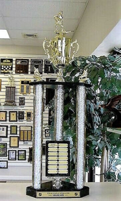FANTASY HOCKEY TROPHY AWESOME NEW LARGE THREE POST 14 YEAR PERPETUAL 35'' *