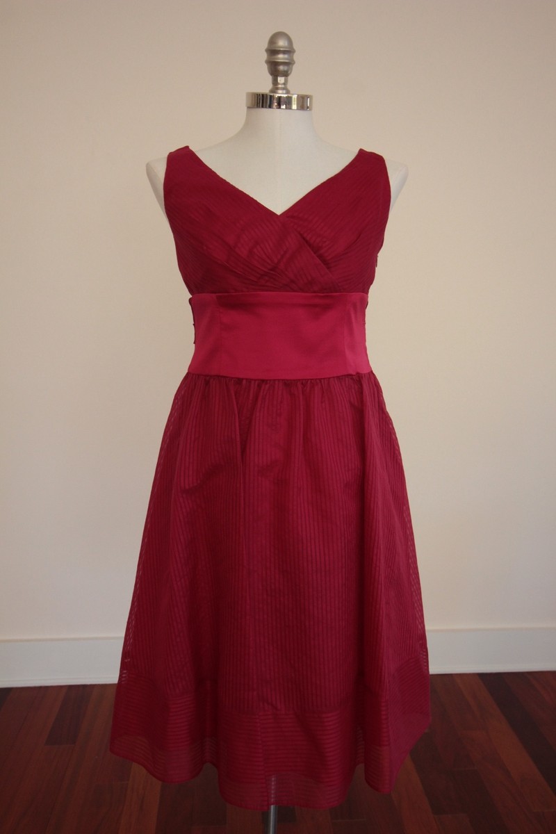north west silk dress Nine West Dress Red 100% Silk Sleeveless V Neck SZ 6