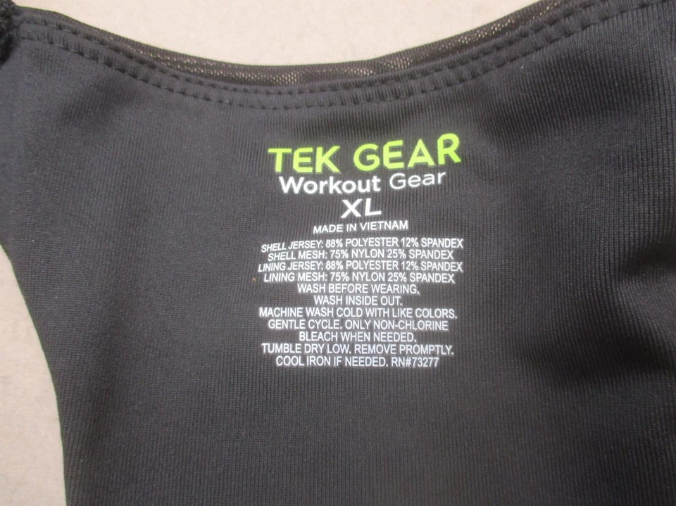 TEK GEAR размер XL женщин черный с подкладкой беспроводной спереди молнии гонщик назад спортивный бюстгальтер 10B - Изображение 3 из 4