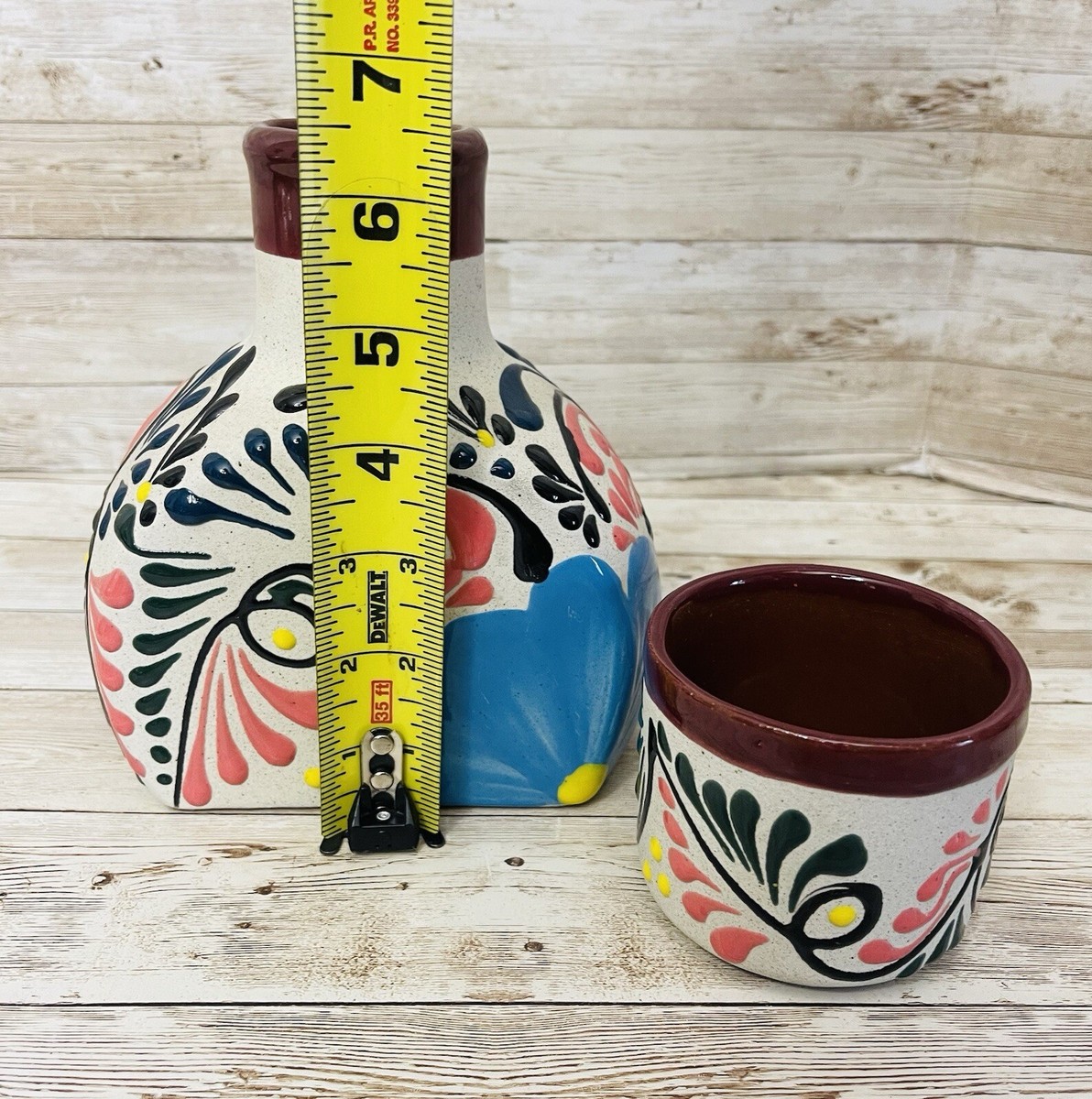 Mexican Water Jug With Cup Garrafon Mexicano De Barro Engove Con
