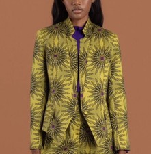 Sika’a Flora Blazer Size18 Chest46” Cotton Elastane Green Black Purple Ghana New