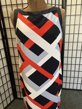 Ann Taylor Dress Size Small Red White Blue With Blue Lining Poly Blend Easy Care
