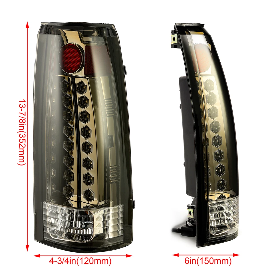 Smoke Tail Lights For Chevy C/K 1500 2500 Suburban Tahoe 1988-98 1999 2000 LED Foto 3 de 4