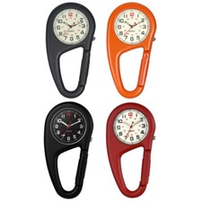 Clip-On Luminous Carabiner Quartz Pocket Watch FOB Backpack Belt Outdoors Hiking