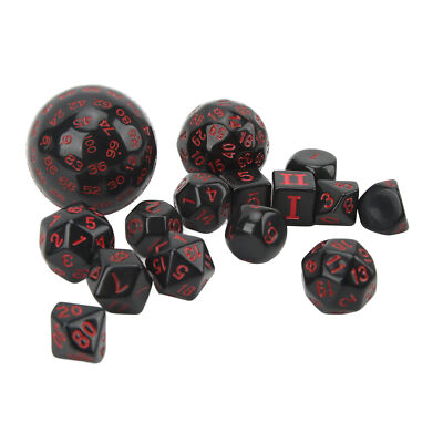 (schwarze und rote Wörter) Spiel Würfel Set klare Zahlen D3 bis D100 polyedrisch