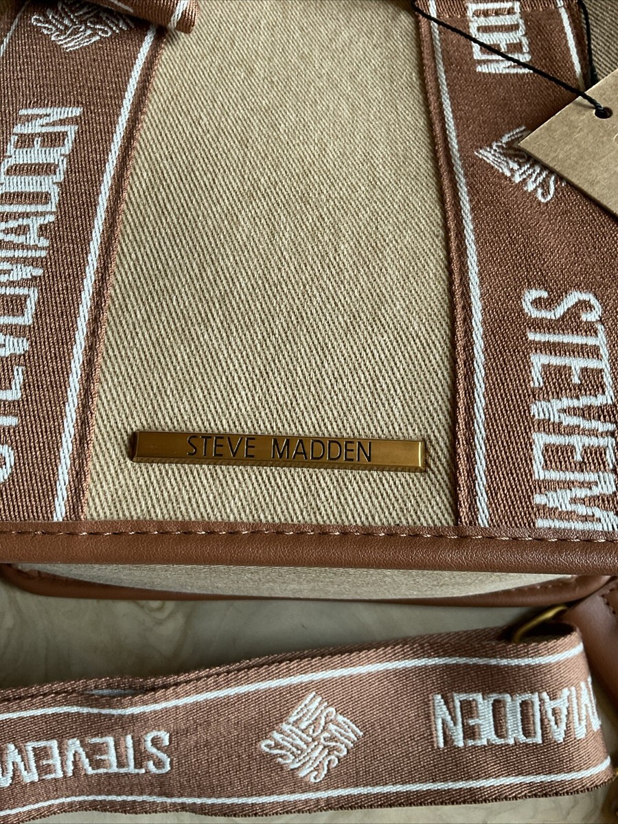 【Steve Madden】 ロゴ入り ショルダーバッグ 3色 Steve Madden Khaki Denim Crossbody Satchel Brown Tan Logo