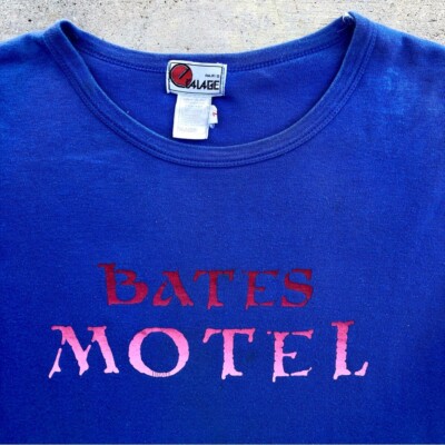 Rare Vtg Bates Motel Hitchcock 80 s Movie Promo Blue Tee - Size 7