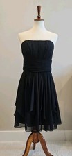 Davids Bridal F14169 Black Strapless Ruched Layered Chiffon Dress Size 8