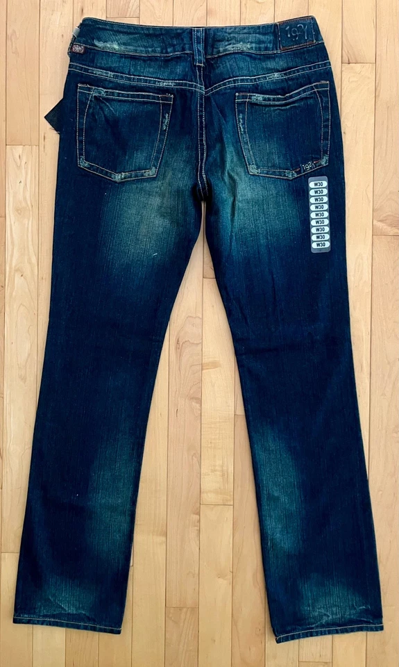 Pantalones de mezclilla con cremallera para hombre 1921 30-32 bota recta guante occidental funciona con etiquetas Foto 4 de 4