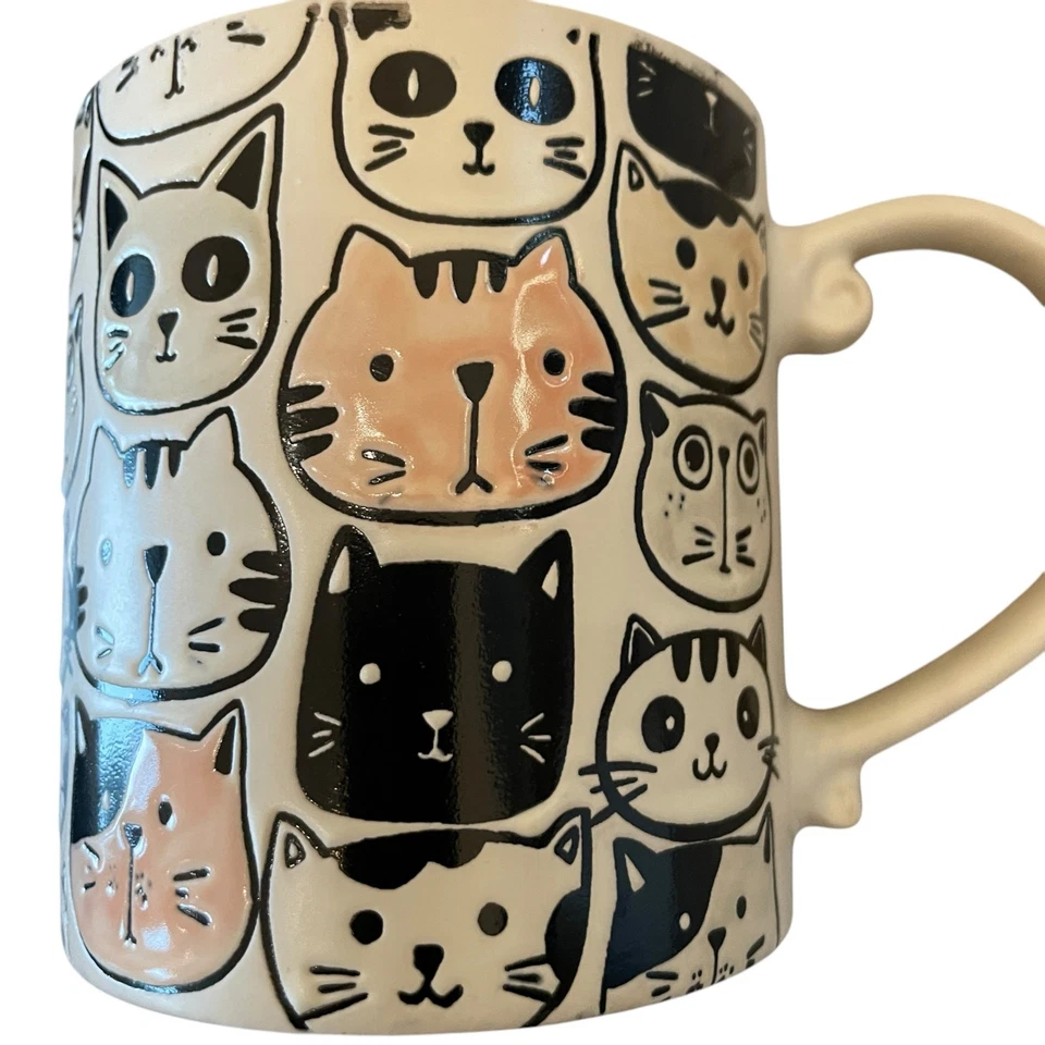 Spectrum Designz MITSY CAT FACE Coffee Tea Mugs 21oz Stoneware Set of 2 NEW - Image 3 of 4