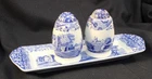 Spode Blue Italian Salt and Pepper Set with 9 Inch Tray