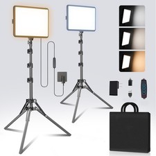 2-Pack LED Photography Lighting Kit, 15W Bi-Color Video Light Kit, 2800-6500K...
