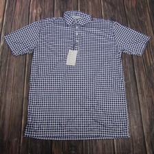 Collars Co Polo Shirt Mens XL Blue Gingham Dress Collar Golf Performance