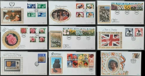 z(JER-219) JERSEY 1995 FDC set of (9) First Day BENHAM Covers (ALL pictured)