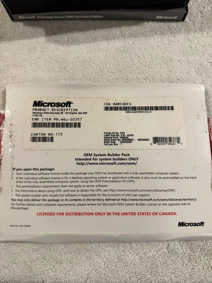 Microsoft Windows Vista Business 32Bit English 3Pk - Image 2 of 2