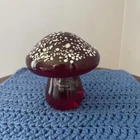 Blenko Handcraft USA Red Glass Mushroom Paperweight  3” Tall