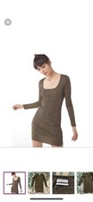 URBAN OUTFITTERS Sparkle Gold Metallic Square Neck Bodycon Mini Dress Size L