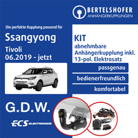für Ssangyong Tivoli 06.2019-Jetzt AHK Abnehmbar +13Pol Spezifisch E-Satz TOP