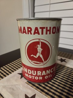 Vintage Marathon Endurance Motor Oil Can Quart Empty