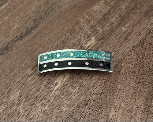 Vintage Salsa Designs Hecho En Mexico Hair Clip Barrette Crushed Stone Inlay