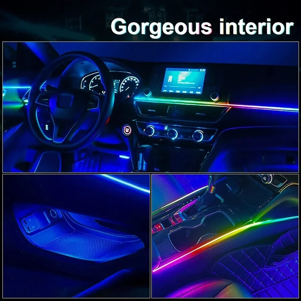 14 In 1 Car Symphony Ambient Light Remote APP 256 Color RGB Led Atmosphere - Image 3 of 4