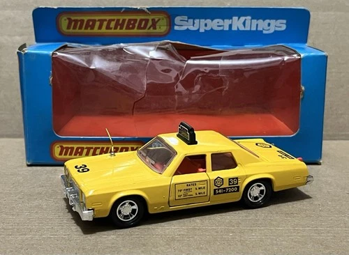 Vintage Matchbox Super Kings K-79 Plymouth Taxi Die Cast Car Original Box