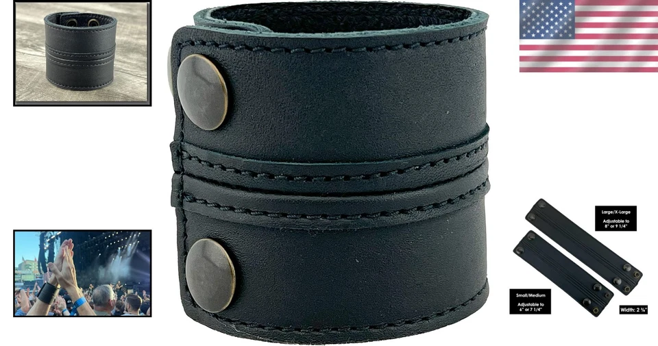 Elegante brazalete de cuero - pulsera unisex de grano completo Foto 2 de 4