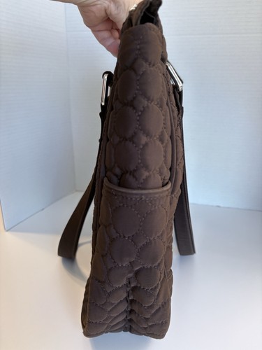 Vera Bradley große Umhängetasche Tasche einfarbig Espresso braun gesteppt Mikrofaser - Bild 4 von 13