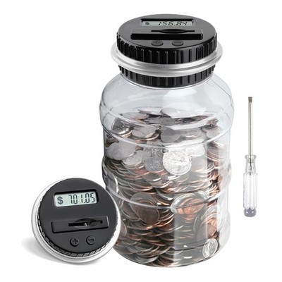 Large Silver Piggy Bank with LCD Counter - Smart Coin Savings Solution