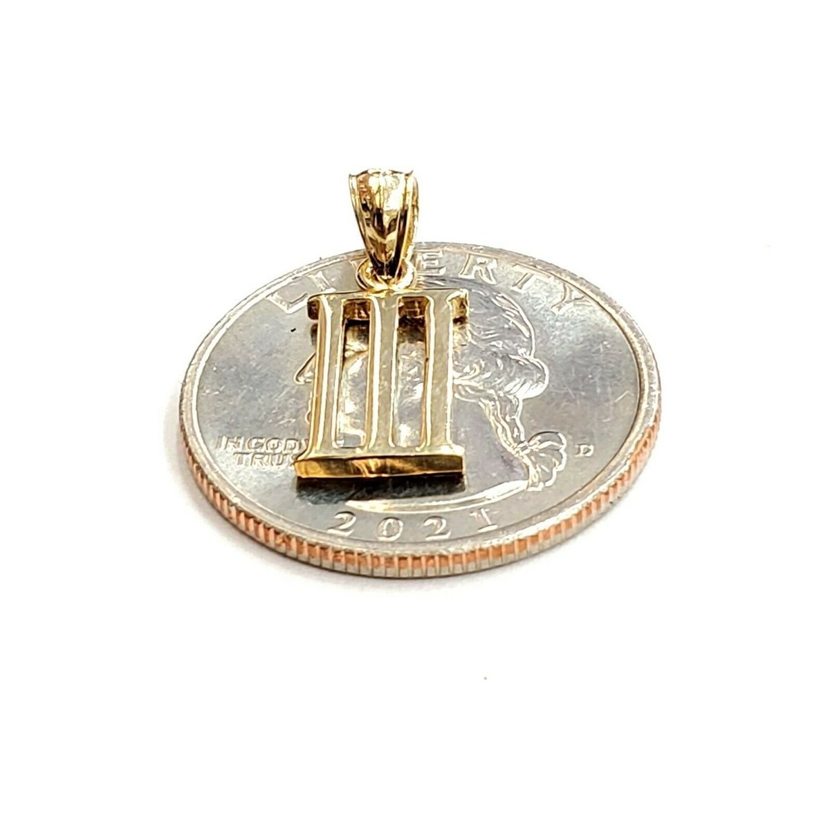 New 14KT Yellow Gold Solid Roman Number 2 Pendant Charm Gift Fine Jewelry 1g