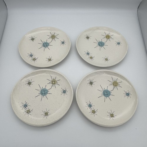 Franciscan ATOMIC STARBURST 8” Salad Luncheon Plates LOT of 4 Vintage MCM EUC - Picture 2 of 9