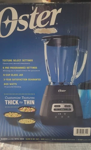 Oster Texture Select Master Series Blender 6 Program Settings Gray 6 Cup Glass