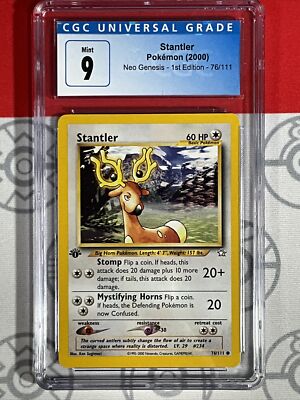 CGC 9 Stantler 1st Edition Neo Genesis #76 2000 Pokemon TCG Rare