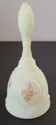 Vintage Fenton Bell Custard Glass Signed Hand Painted Pink Roses