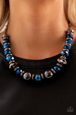 Paparazzi ~ Interstellar Influencer Blue Necklace Set ~  LIFE OF PARTY 2022 