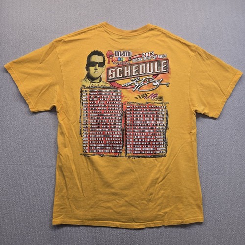 NASCAR Shirt Mens XL Yellow Kyle Busch M&Ms Racing 13Sprint Cup Series Schedule - Picture 8 of 10